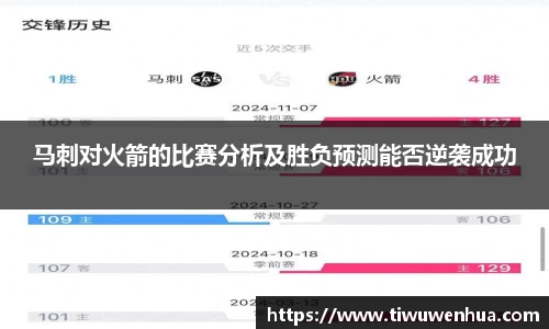 马刺对火箭的比赛分析及胜负预测能否逆袭成功